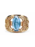 Vintage craft Ring Aquamarine Original Vintage 14K Rose Gold vrc057r